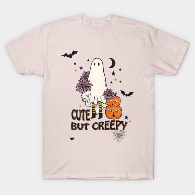 Cute But Creepy Halloween Ghost T-Shirt by Hypnotic Highs